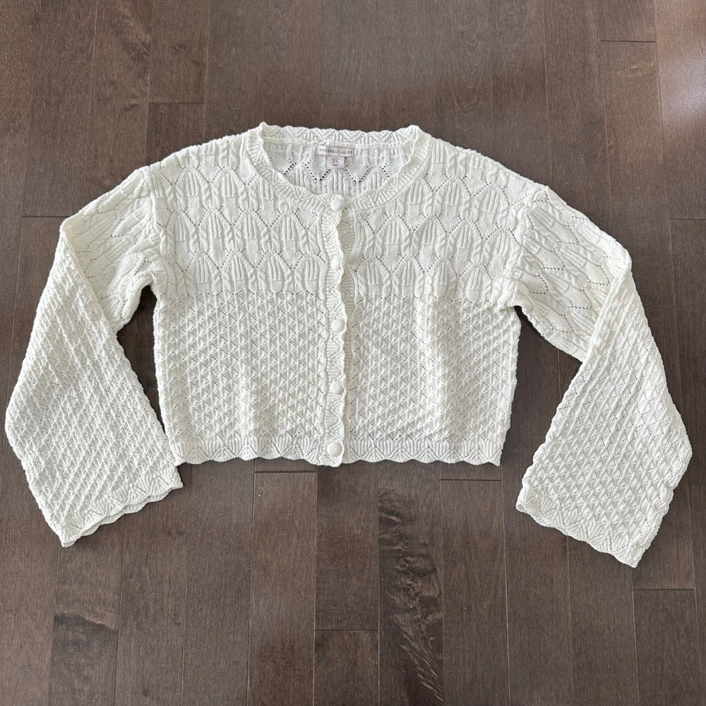 Sincerely Jules Cream Textured Cropped Cardigan